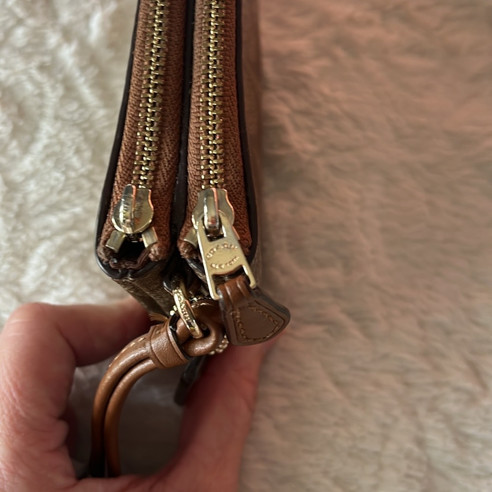 Coach Signature Brown Wristlet - Picture 2 of 6